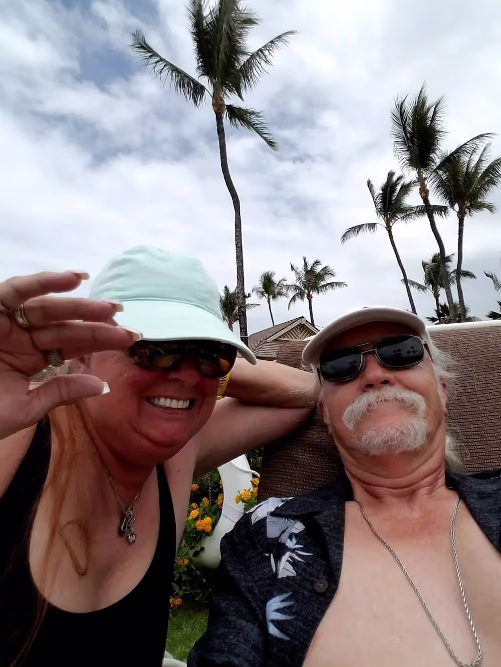 Joyce and Pat relaxing on vacation.