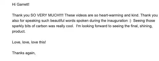 Review “Thank you so very much! These videos are so heart-warming and kind.”.