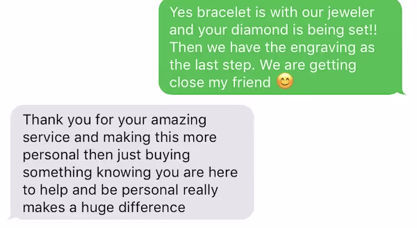 Review “Thank you for your amazing service and making this more personal than just buying something.”.