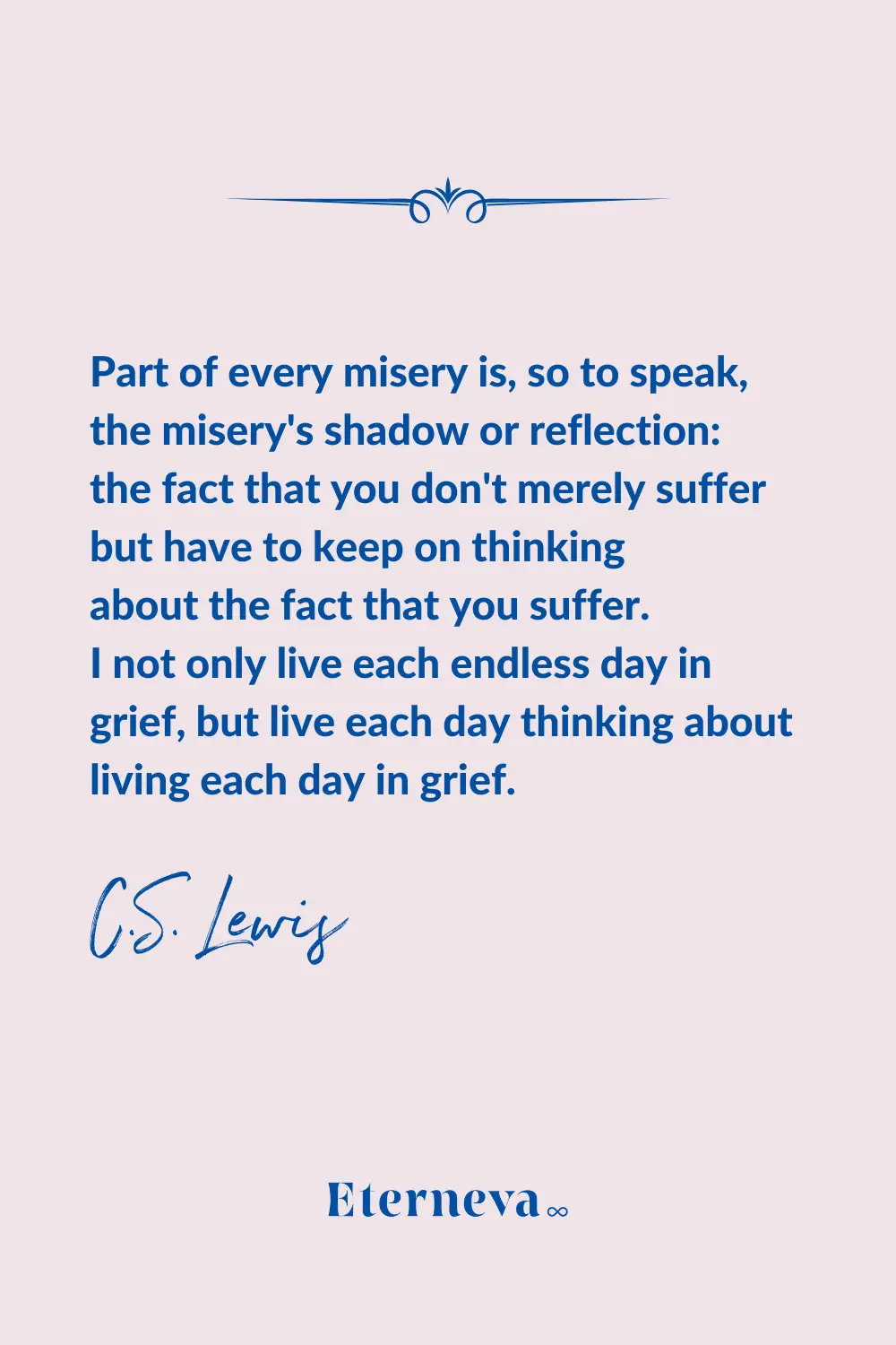Quote card: C.S. Lewis on living each day in grief and thinking about living each day in grief.